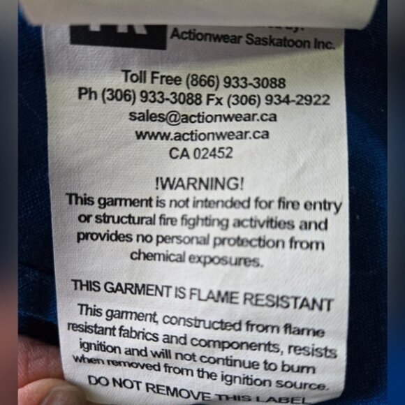 Actionwear Fire Rated Workwear Streetwear Size XL Distressed Button Down Shirt - Picture 7 of 11